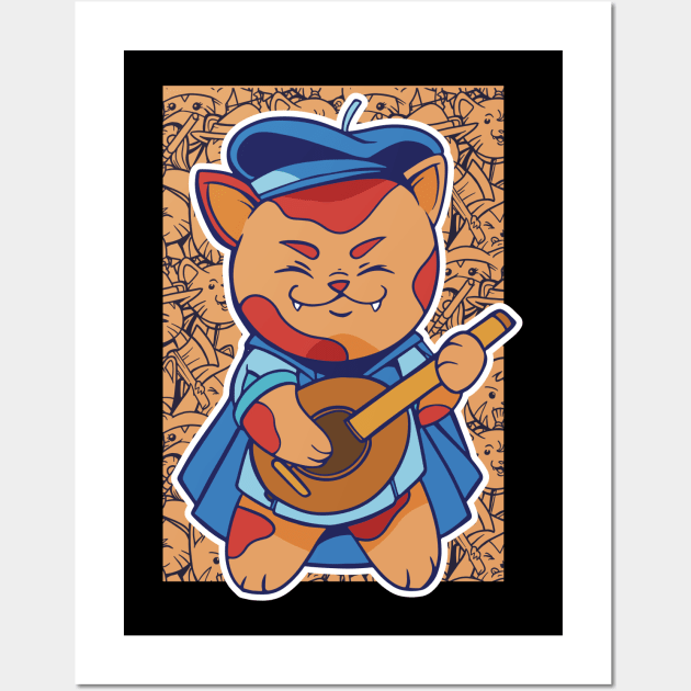 D&D Bard Class Kawaii Cat Wall Art by Sunburst